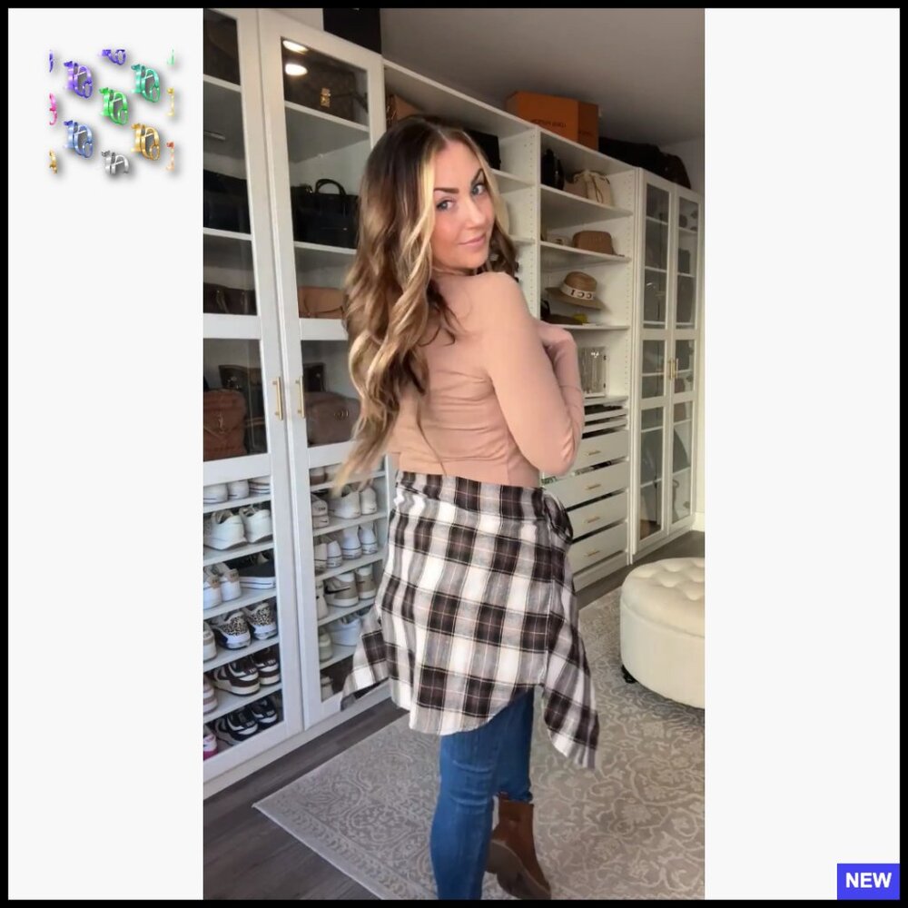 Oversized Flannel Shacket Button Down Blouse Loos… - image 6